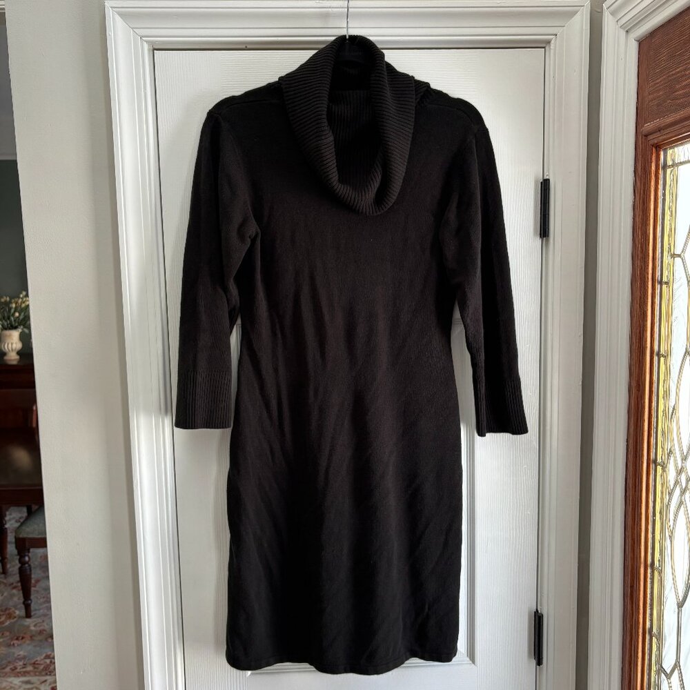 Black Sweater Dress, Cow Neck, Black - Size M